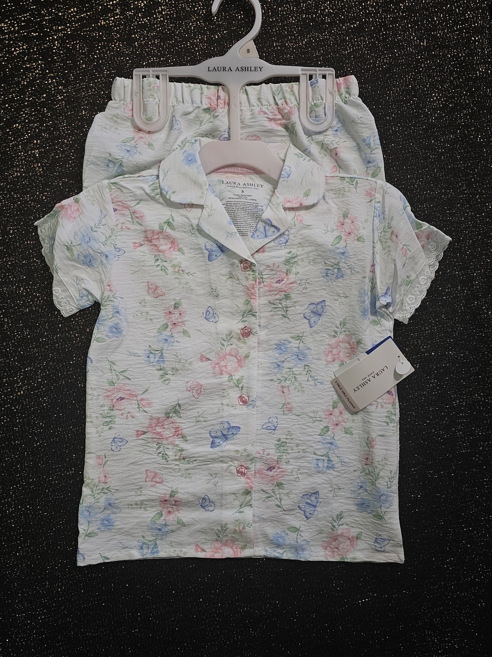 Laura Ashley Girls' Floral Butterfly Pajama Set - 100% Polyester - Picture 4 of 6